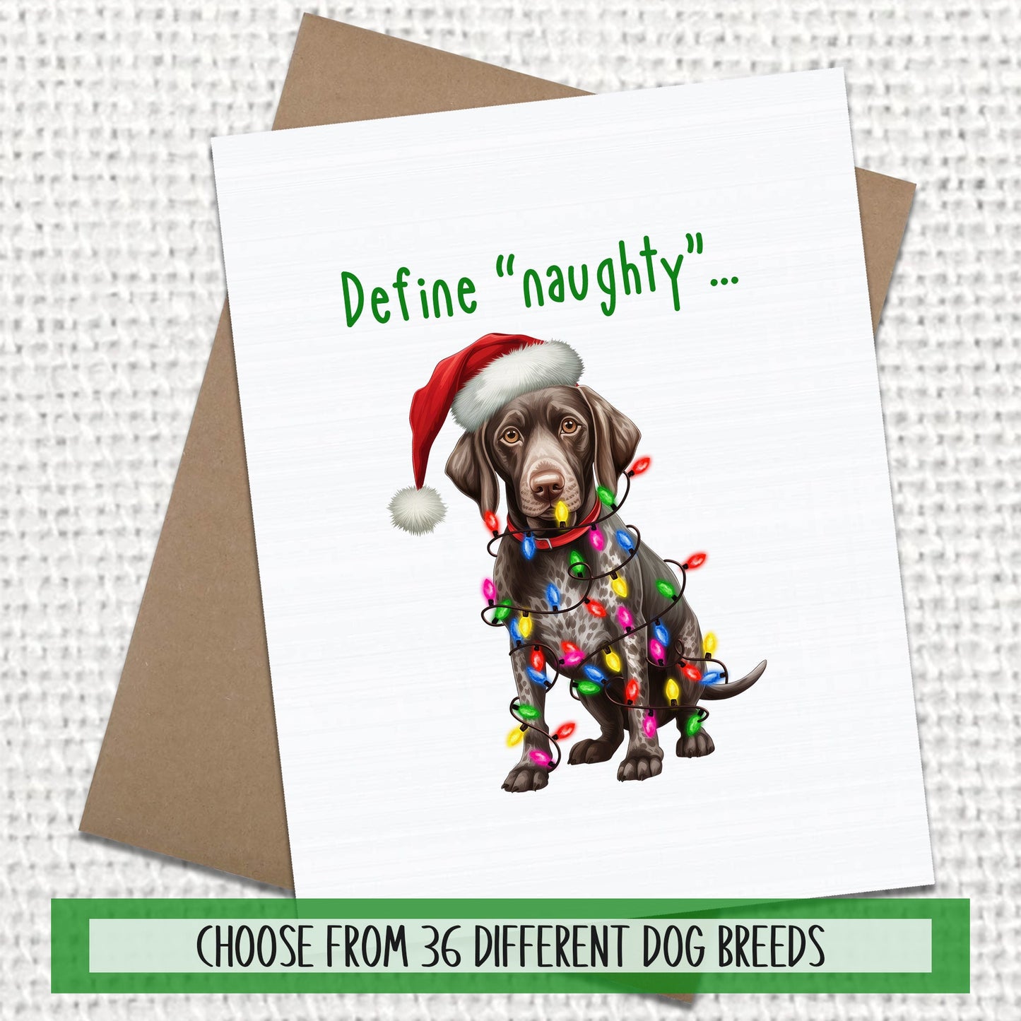 Define Naughty Dog Holiday Cards, Blank Christmas Greeting Xmas Cards, Gifts For Dog Lovers, Christmas Card Set, Funny Cards, Dog Mom Gift,