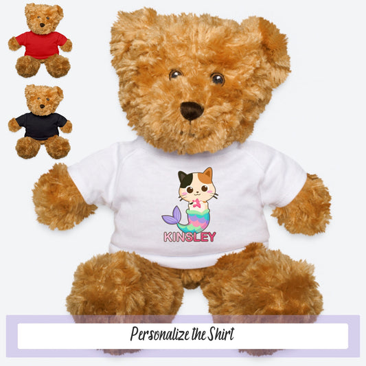 Meowmaid Personalized Birthday Tshirt Mermaid Cat Bear Gift, New Baby Gift, Custom Gift For Her, Baby Shower Gifts, Birthday Girl Baby Gift