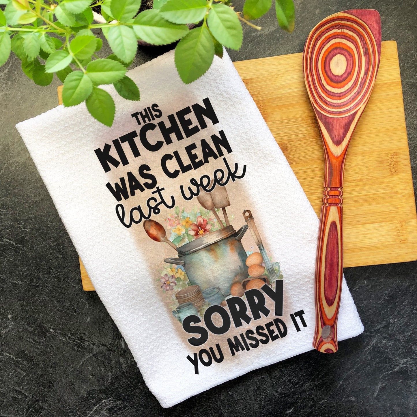 Kitchen Was Clean Last Week Cute Tea Towel, Funny Wedding Gift, Kitchen Towel, Dish Towel, Hand Towels, Farmhouse Kitchen Waffle Towel Gift