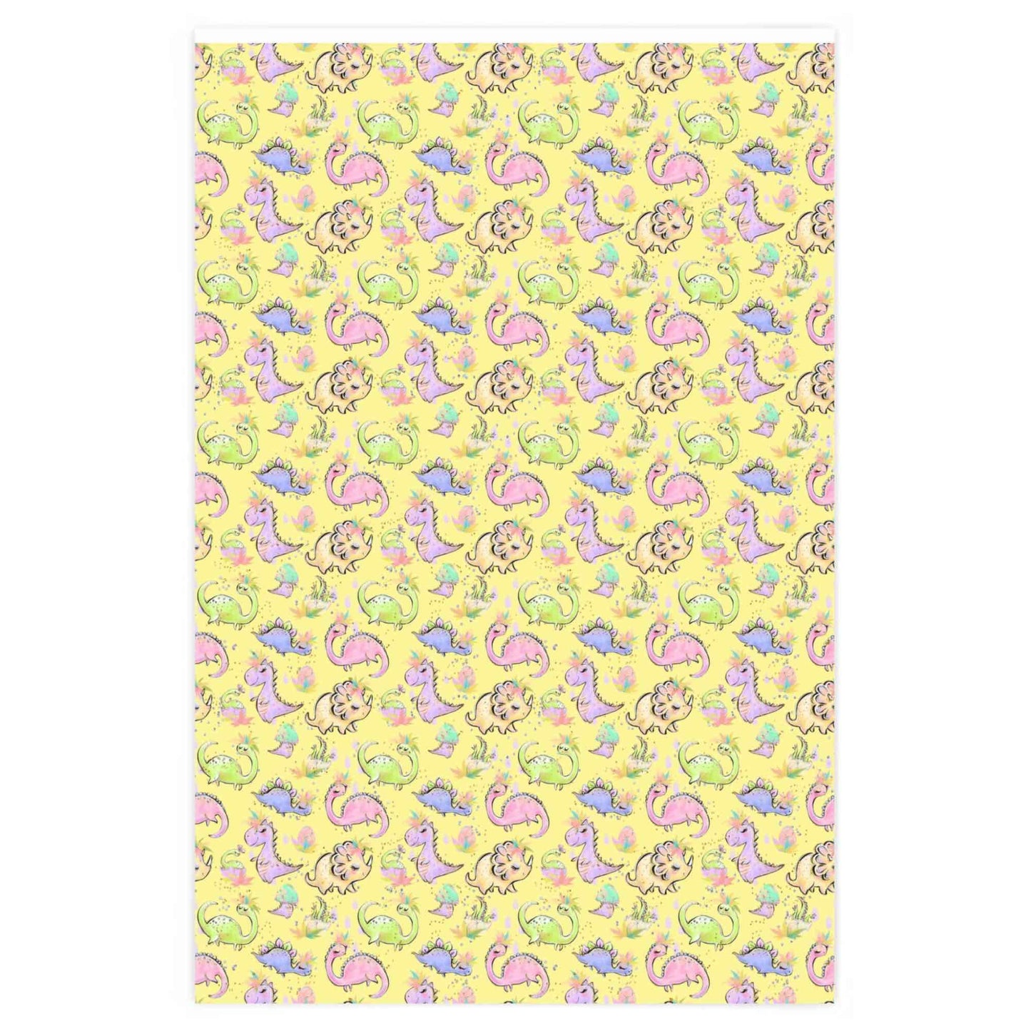 Yellow Dinosaur Pattern Gift Wrap Paper, Girl Dinosaur Print Love Gift, Dinosaur Art, Gift Wrapping Paper, Dinosaur Gifts, Baby Girl Gifts