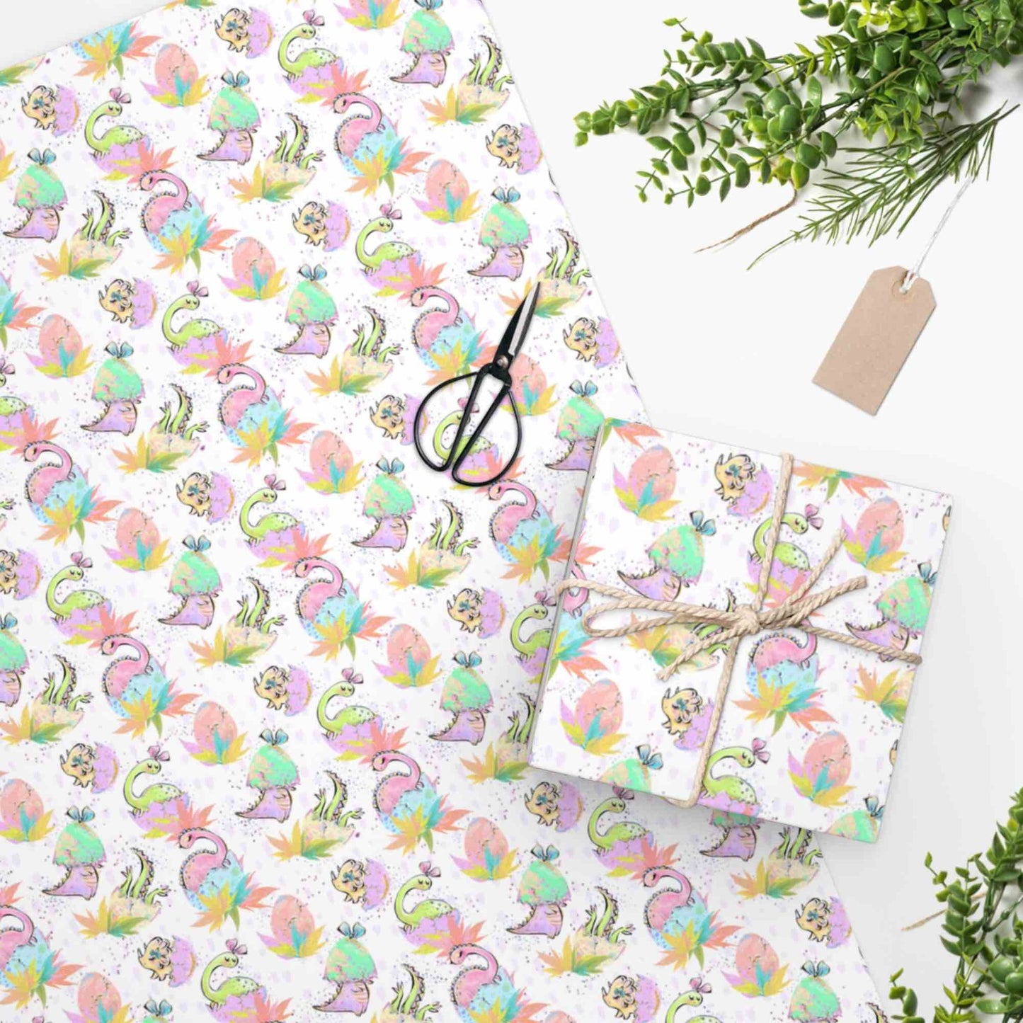 Girl Dinosaur Pattern Gift Wrap Paper, Girl Dinosaur Print, Dinosaur Art, Gift Wrapping Paper, Dinosaur Gifts, Baby Girl Gifts, Baby Shower