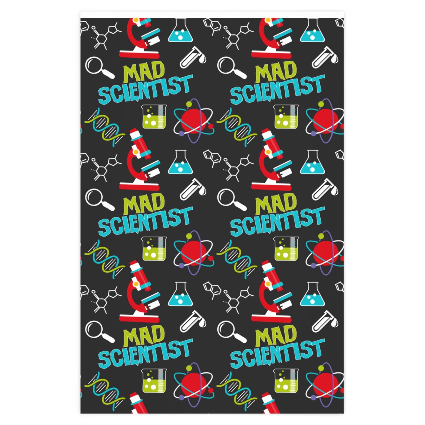 Mad Science Party, Mad Scientist Gift Wrapping Paper Roll, Laboratory Scientist Favor Bags, Birthday Wrapping Gift Paper, Xmas Wrapping