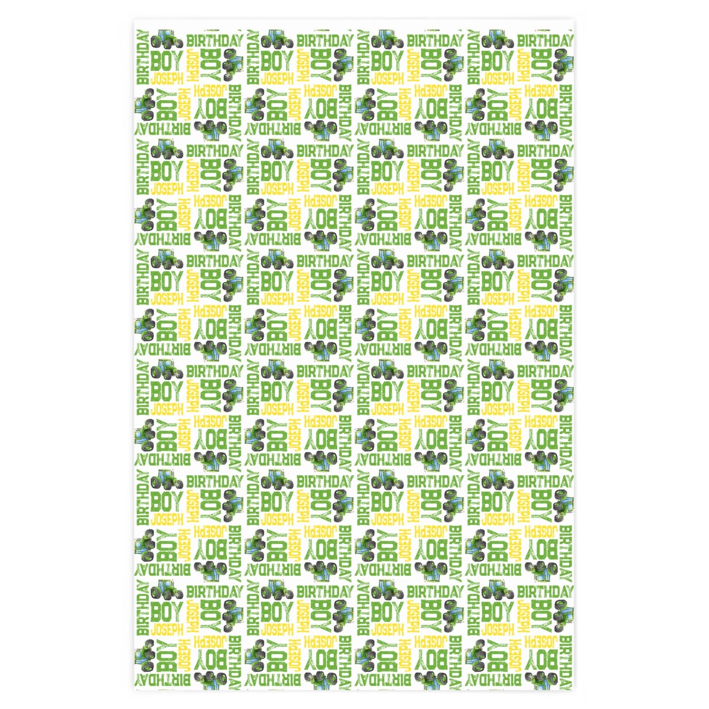 Green Tractor Birthday Boy Personalized Gift Wrapping Paper, Farm Party Gift Wrap Paper, Baby Shower Wrapping Paper Roll, Personalized Name