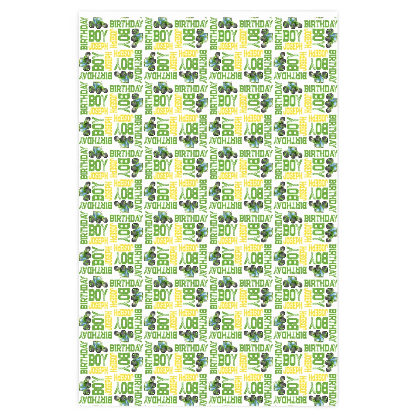 Green Tractor Birthday Boy Personalized Gift Wrapping Paper, Farm Party Gift Wrap Paper, Baby Shower Wrapping Paper Roll, Personalized Name