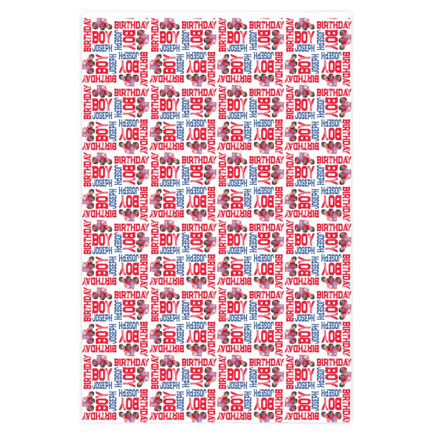 Red Tractor Birthday Boy Personalized Gift Wrapping Paper, Farm Party Gift Wrap Paper, Baby Shower Wrapping Paper Roll, Personalized Name