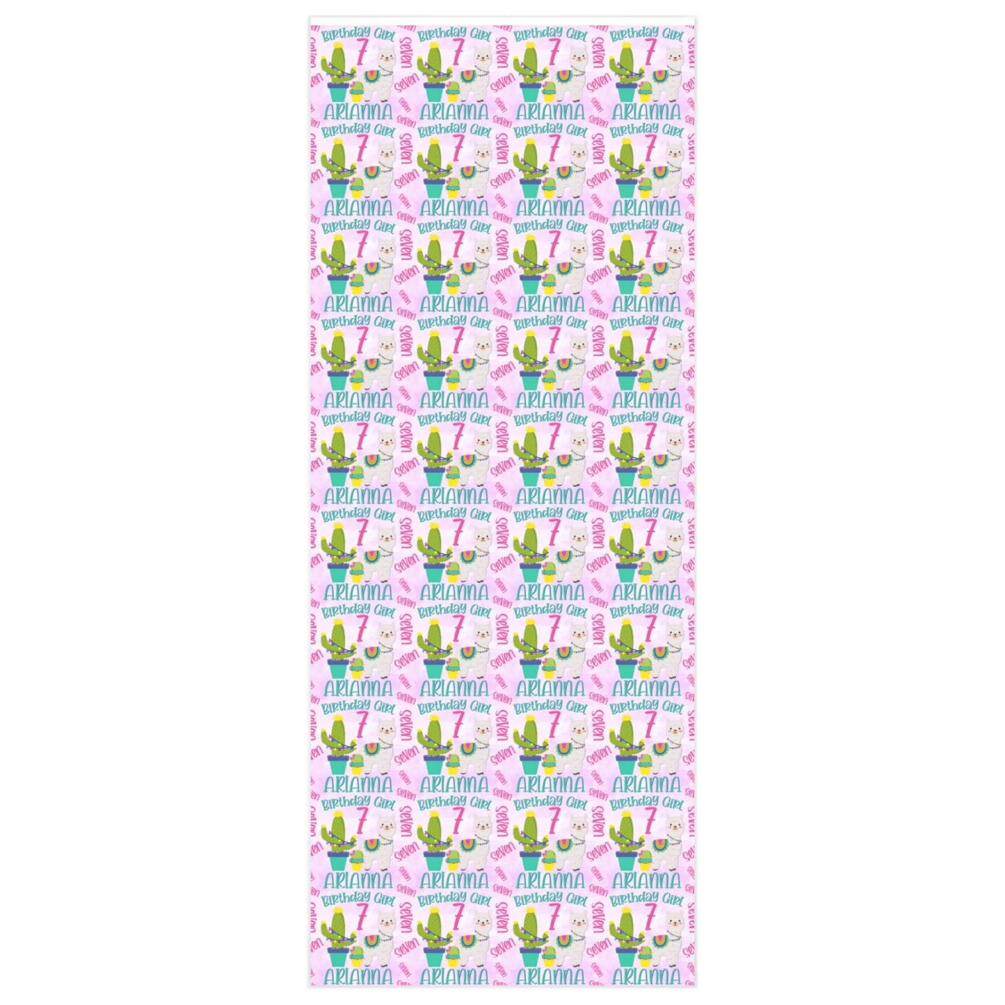 Personalized Birthday Girl Llama Gift Wrapping Paper Roll, Birthday Gift Wrap Paper, Christmas Wrapping, Baby Shower Name Wrapping Paper