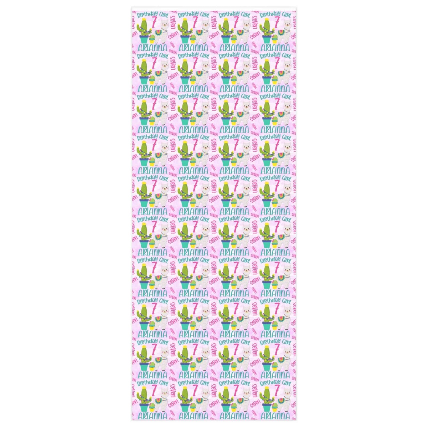 Personalized Birthday Girl Llama Gift Wrapping Paper Roll, Birthday Gift Wrap Paper, Christmas Wrapping, Baby Shower Name Wrapping Paper