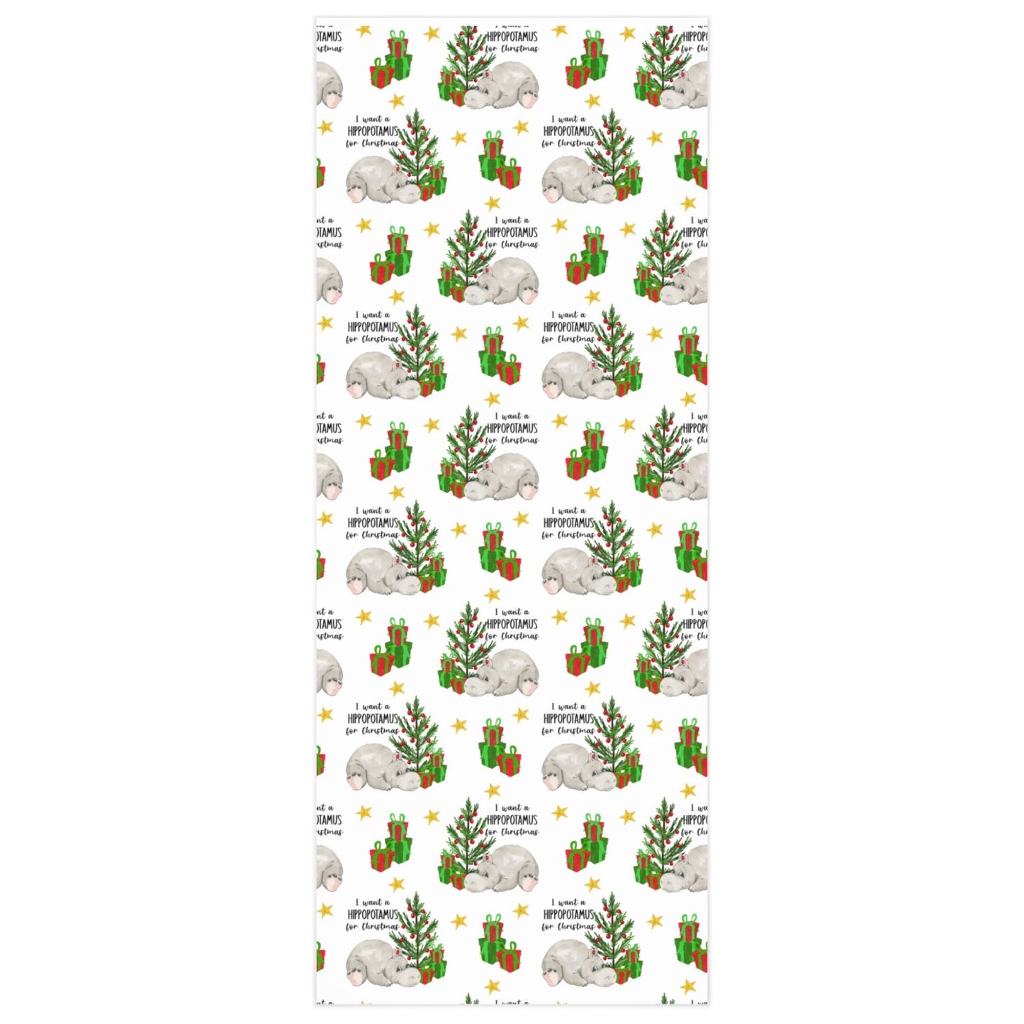 I Want A Hippopotamus for Christmas Gift Wrap, Funny Christmas Gift, Christmas Hippo, Whimsical Gift Wrapping Paper Roll, Cute Gift Wrap