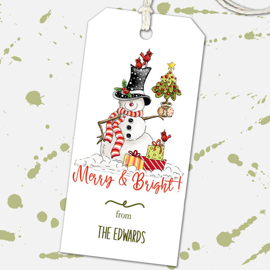 Snowman Personalized Christmas Gift Tags, Christmas Present Tags, Stocking Tags, Holiday Gift Tags Hang Tags, Handmade Tags, Party Favor Tag