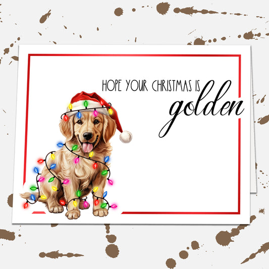 Hope Your Christmas Is Golden Retriever Christmas Card, Blank Cards, Happy Holiday Cards Set, Christmas Stationery, Dog Owner Gift Xmas Card