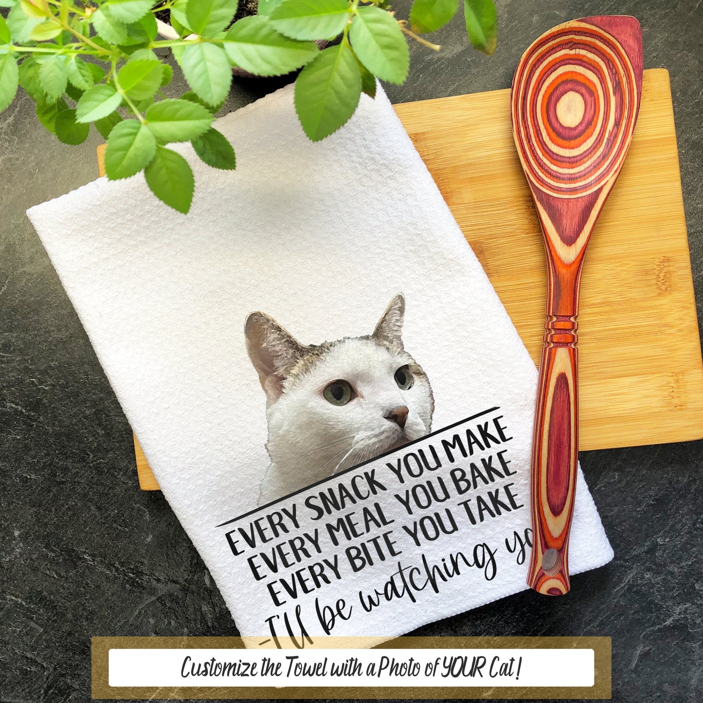 Personalized Cat Kitchen Towel, Every Snack You Make I'll Be Watching You Custom Dish Towel, Cat Gift Tea Towels, Custom Pet Gift Hand Towel