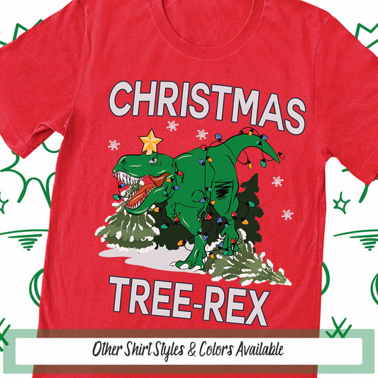 Christmas Tree Rex Dinosaur Shirt, Christmas Kids Tee, Funny Holiday Gift, Boy Christmas Dinosaur Toddler Shirt, Christmas Party Xmas Tshirt