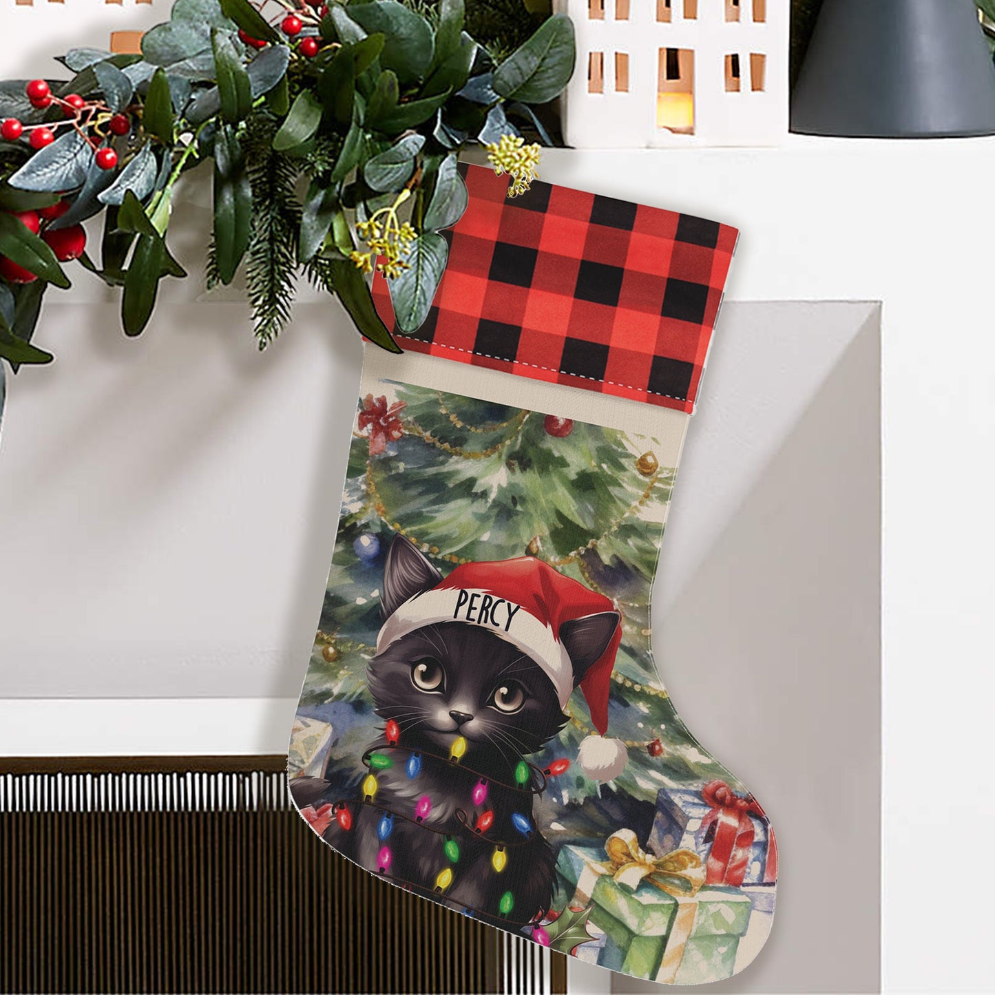 Black Cat Christmas Pet Stockings, Custom Cat Stocking, Cat Lover Gifts, Christmas Home Decor, Christmas Decoration, Christmas Stocking