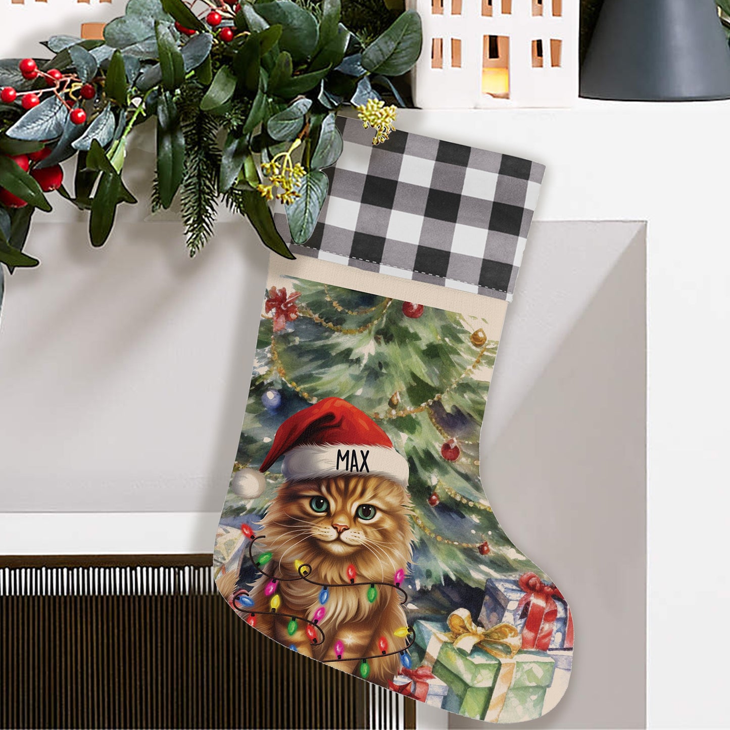 Persian Cat Christmas Pet Stocking, Custom Cat Stocking Cat Lover Gift, Christmas Home Decor, Christmas Decoration, Kitty Christmas Stocking