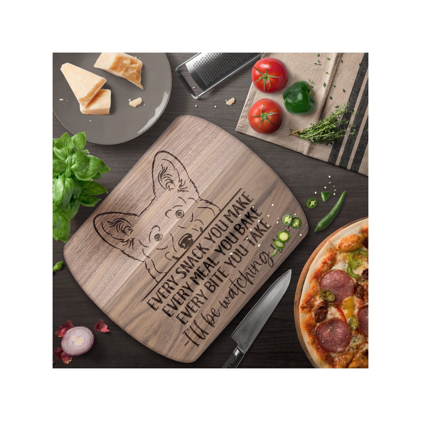 Corgi Dog Snack Funny Cutting Board for Dog Mom, Dog Lover Wood Serving Board, Dog Dad Charcuterie Board, Wooden Chopping Board Gift for Him