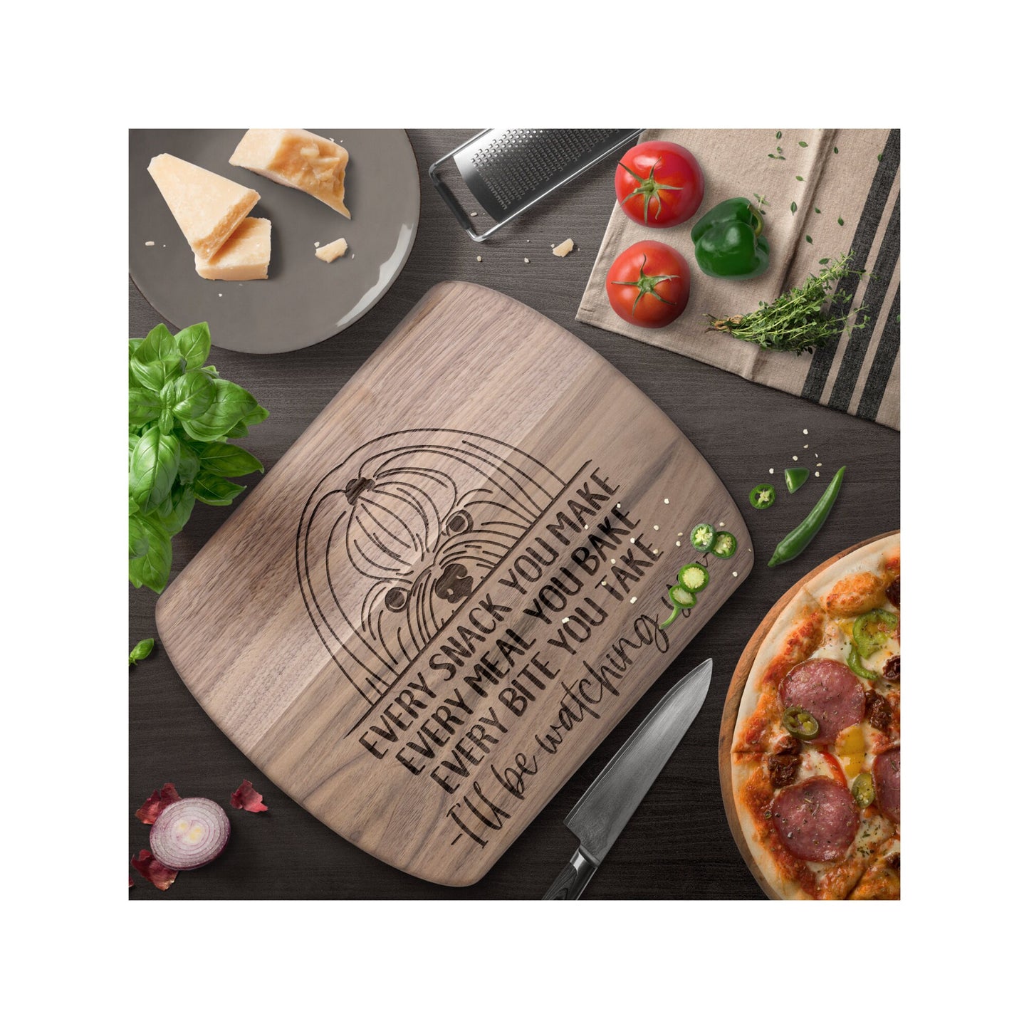 Shih Tzu Snack Funny Cutting Board for Dog Mom, Dog Lover Wood Serving Board, Dog Dad Charcuterie Board, Wooden Chopping Board Gifts for Him