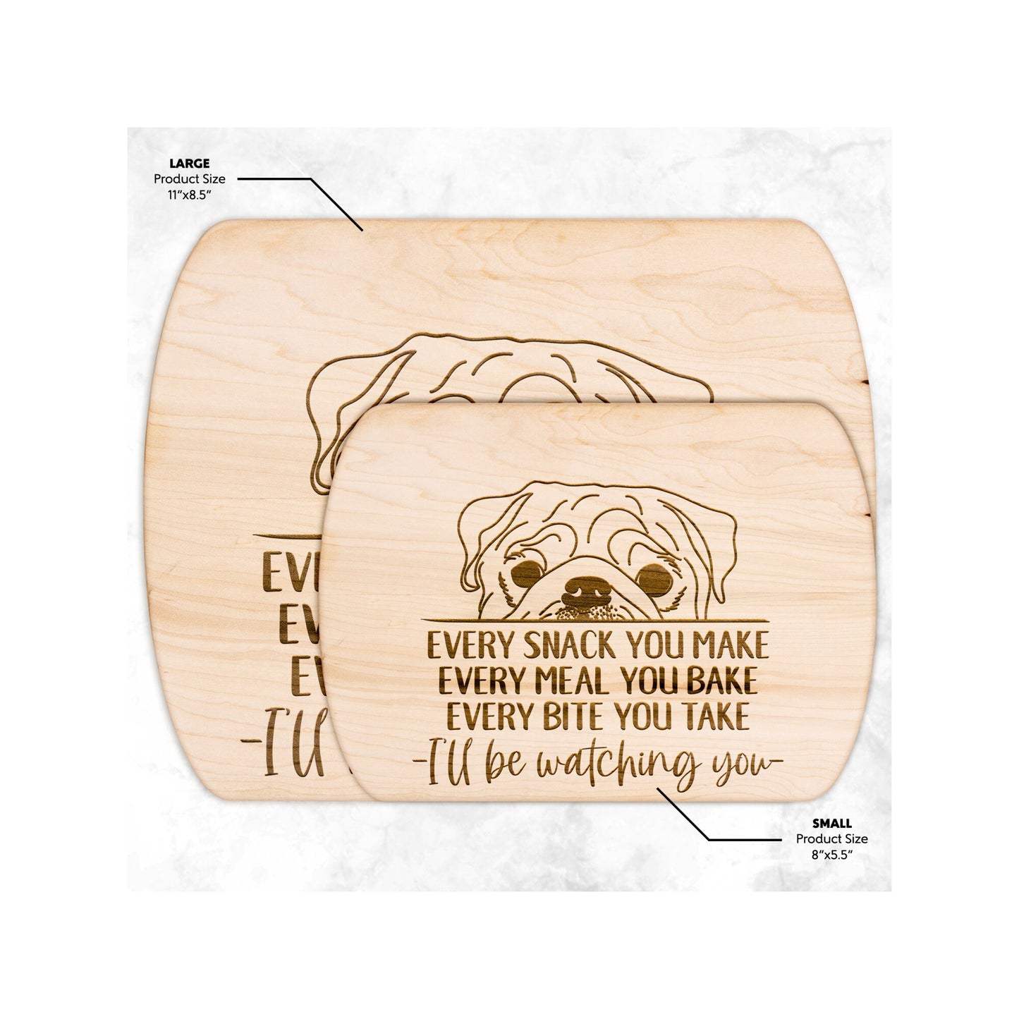 Pug Dog Snack Funny Cutting Board for Dog Mom, Dog Lover Wood Serving Board, Dog Dad Charcuterie Board, Wooden Chopping Board Gifts for Him