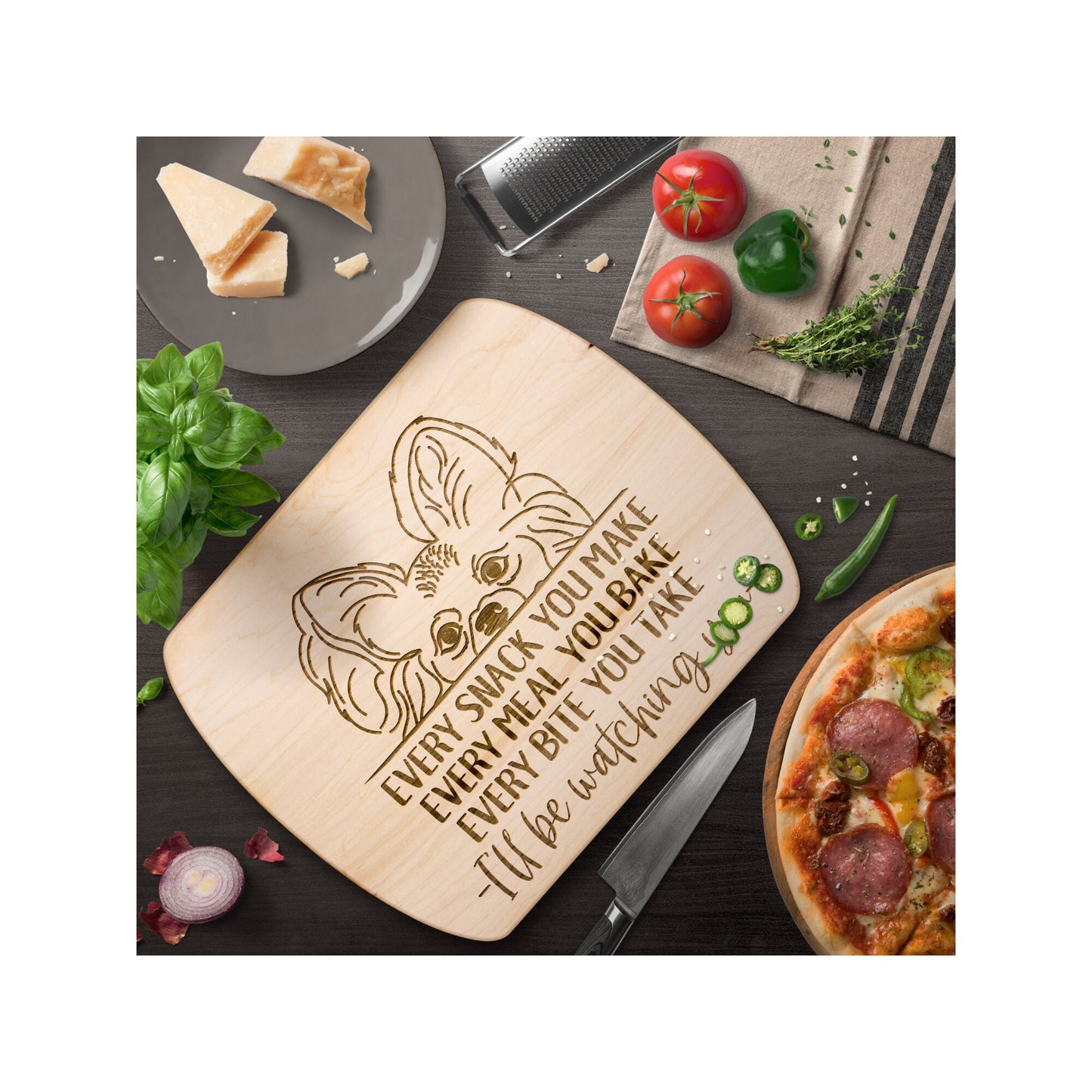 Papillon Snack Funny Cutting Board for Dog Mom, Dog Lover Wood Serving Board, Dog Dad Charcuterie Board, Wooden Chopping Board Gifts for Him