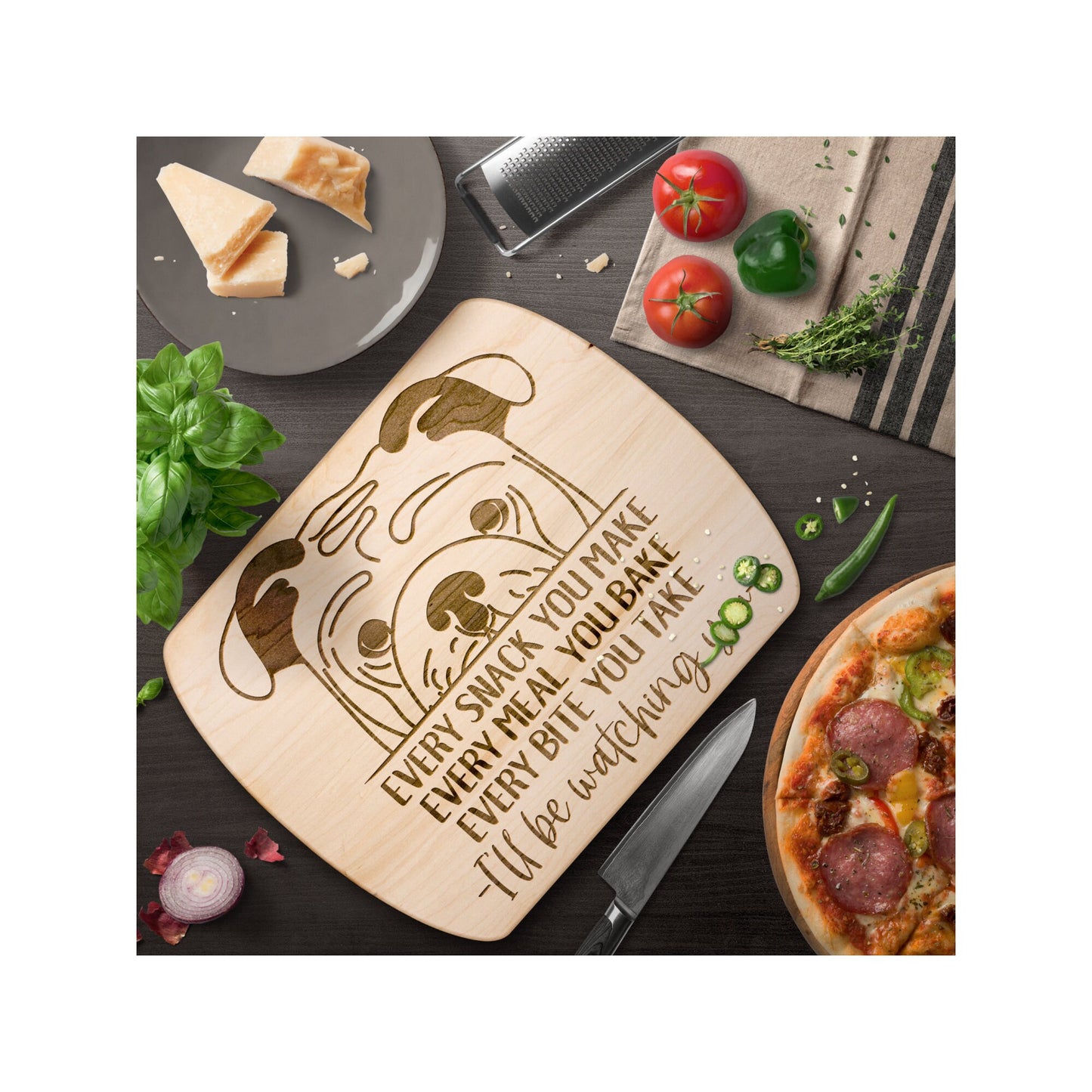 English Bulldog Snack Funny Cutting Board for Dog Mom, Dog Lover Wood Serving Board, Charcuterie Board, Wooden Chopping Board Gifts for Him