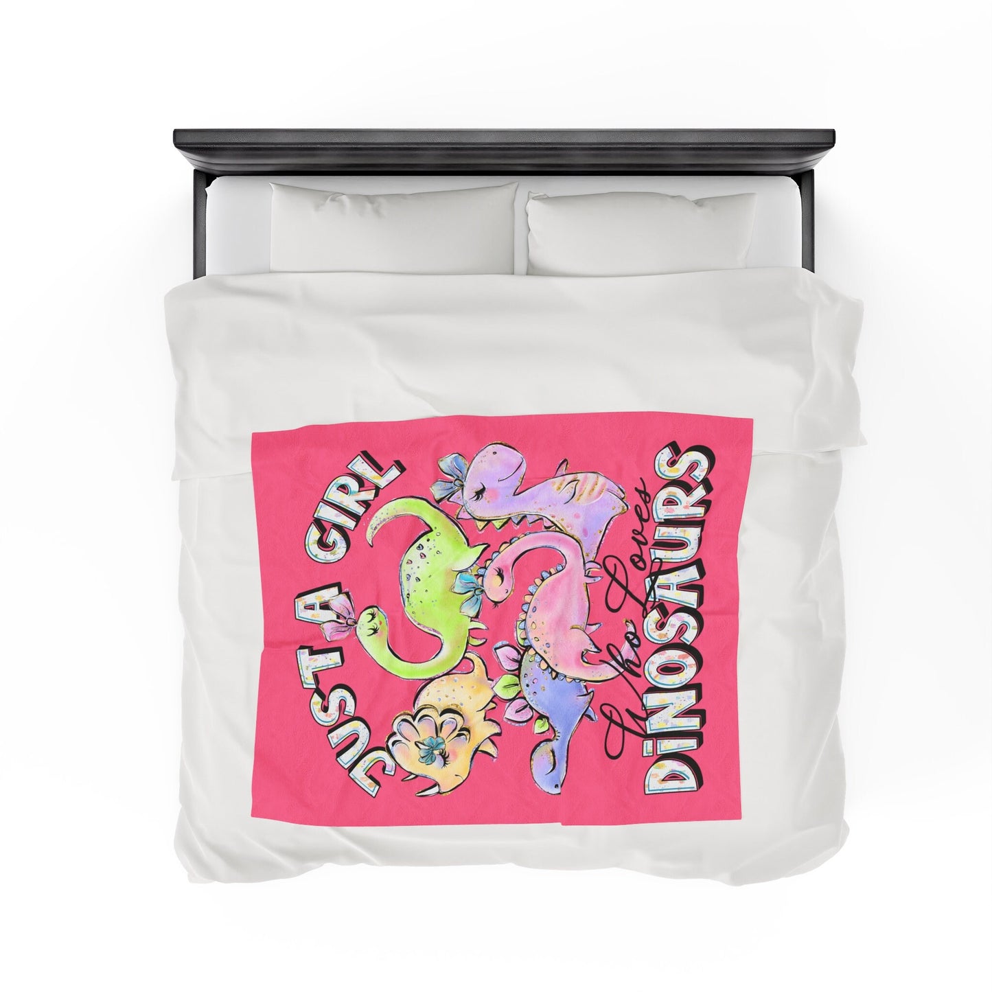 Just A Girl Who Loves Dinosaurs Plush Velveteen Blanket, Comfy Bed Blanket, Movie Blanket Kids Sleepover Blanket, Snuggle Soft Blanket Throw