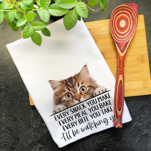 Siberian Cat Every Snack You Make Funny Kitchen Towel, Cat Lover Gift Men, Kitchen Cat Decor, Cat Lover Dish Towel, Gift for Best Cat Mom