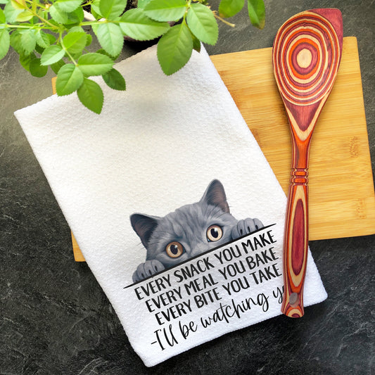 Russian Blue Cat Every Snack You Make Funny Kitchen Towel, Cat Lover Gift Men, Kitchen Cat Decor, Dish Towel, Gift for Best Cat Mom, Cat Dad