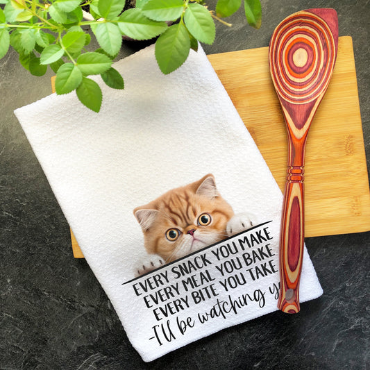 Exotic Shorthair Every Snack You Make Funny Kitchen Towel, Cat Lover Gift Men, Kitchen Cat Decor Dish Towel, Gift for Best Cat Mom Kitty Dad