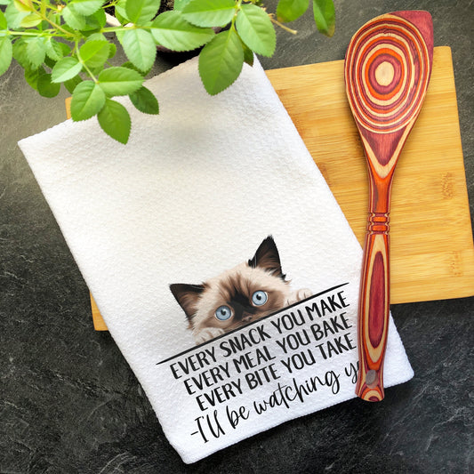 Birman Cat Every Snack You Make Funny Kitchen Towel, Cat Lover Gift Men, Kitchen Cat Decor Dish Towel, Gift for Best Cat Mom, Kitty Cat Dad