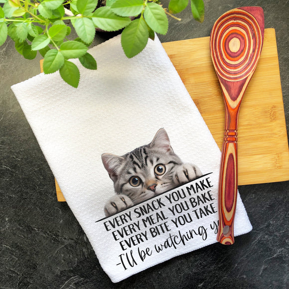 American Shorthair Every Snack You Make Funny Kitchen Towel, Cat Lover Gift Men, Kitchen Cat Decor Dish Towel, Gift for Best Cat Mom Cat Dad