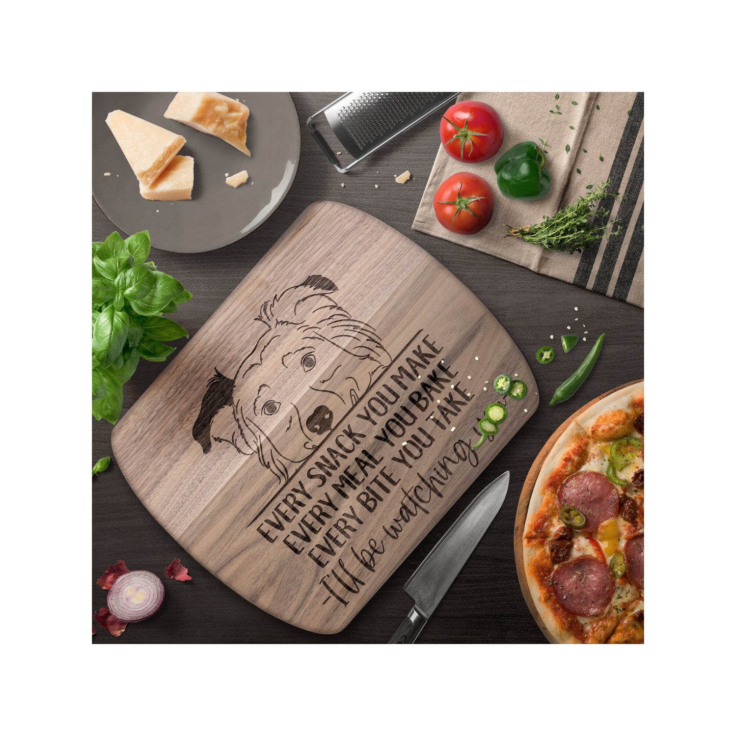 Australian Shepherd Funny Cutting Board for Dog Mom, Dog Lover Wood Serving Board, Charcuterie Board, Wooden Chopping Board Gifts for Him