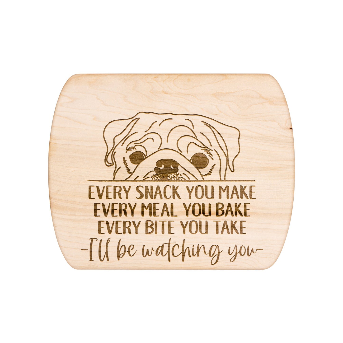 Pug Dog Snack Funny Cutting Board for Dog Mom, Dog Lover Wood Serving Board, Dog Dad Charcuterie Board, Wooden Chopping Board Gifts for Him