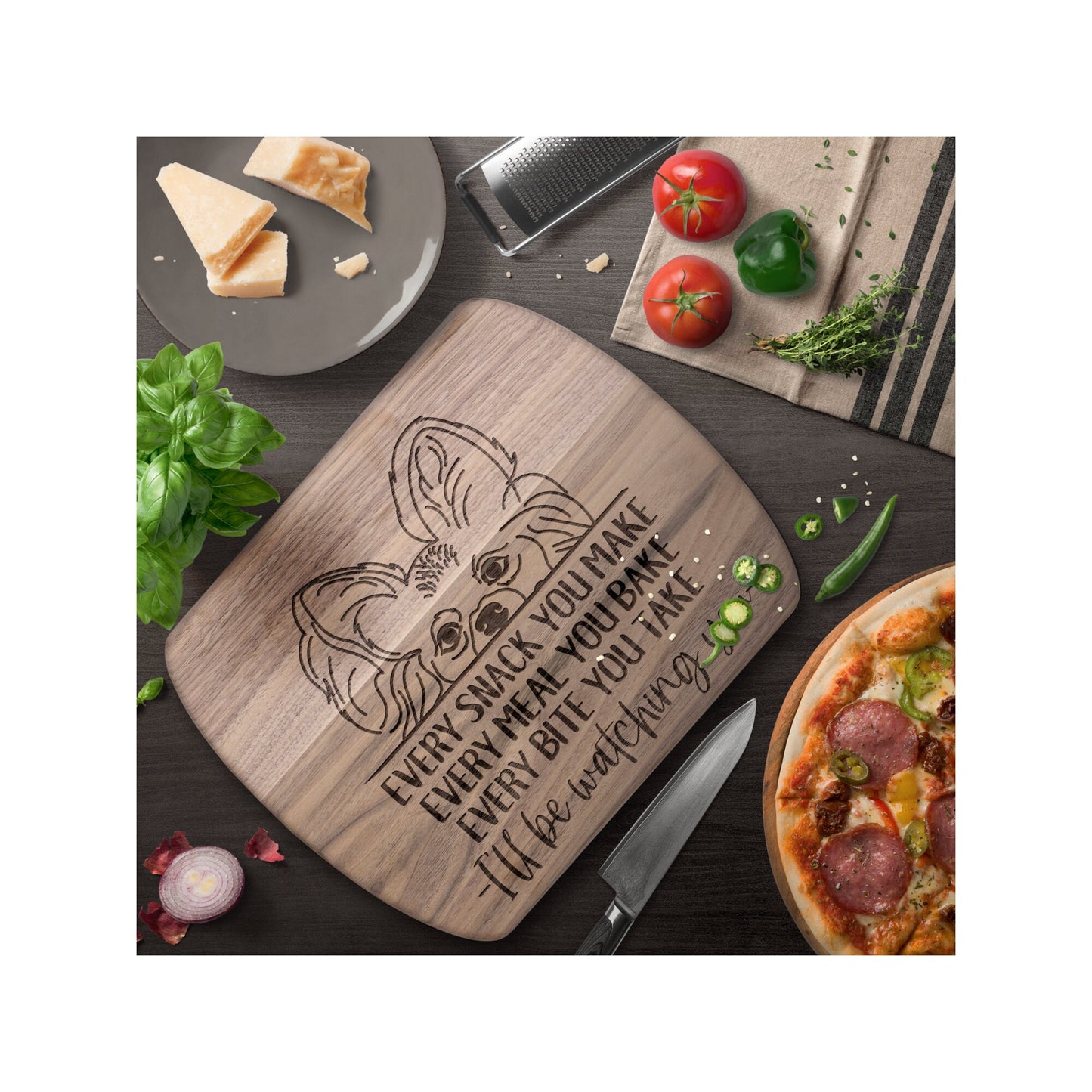 Papillon Snack Funny Cutting Board for Dog Mom, Dog Lover Wood Serving Board, Dog Dad Charcuterie Board, Wooden Chopping Board Gifts for Him