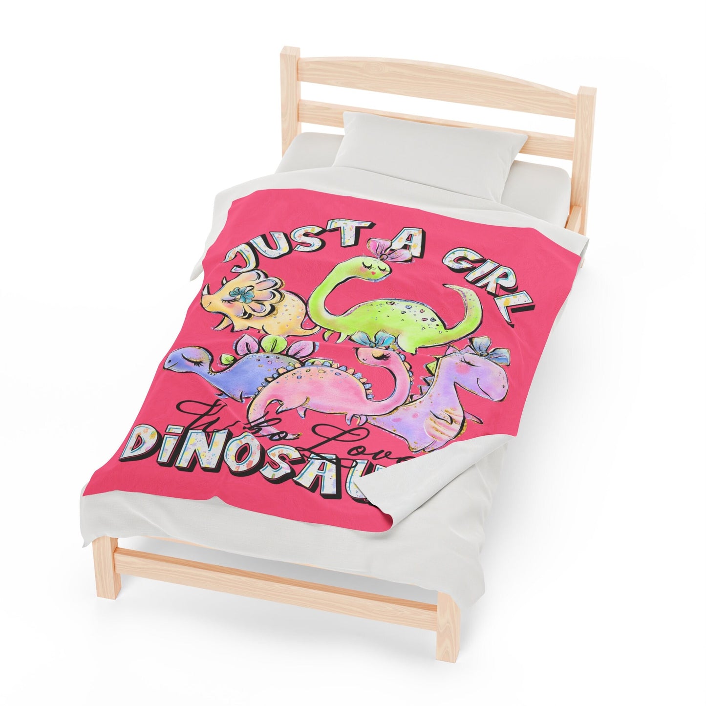 Just A Girl Who Loves Dinosaurs Plush Velveteen Blanket, Comfy Bed Blanket, Movie Blanket Kids Sleepover Blanket, Snuggle Soft Blanket Throw
