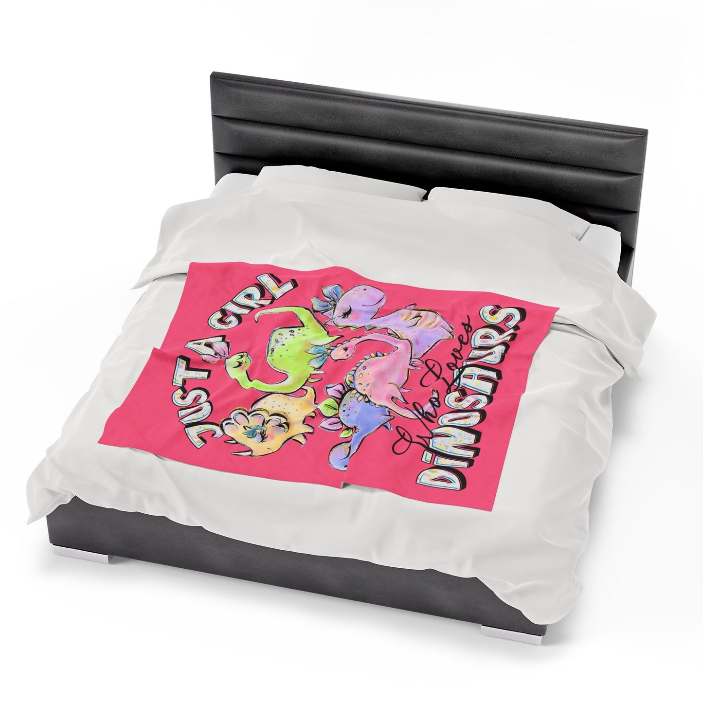 Just A Girl Who Loves Dinosaurs Plush Velveteen Blanket, Comfy Bed Blanket, Movie Blanket Kids Sleepover Blanket, Snuggle Soft Blanket Throw