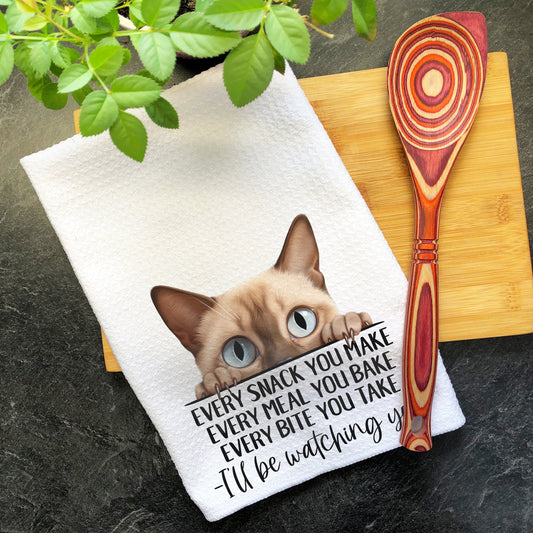 Tonkinese Cat Every Snack You Make Funny Kitchen Towel, Cat Lover Gift Men, Kitchen Cat Decor, Cat Lover Dish Towel, Gift for Best Cat Mom