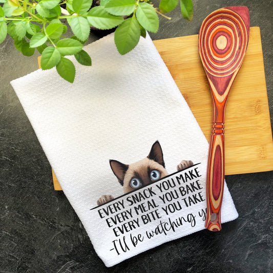 Siamese Cat Every Snack You Make Funny Kitchen Towel, Cat Lover Gift Men, Kitchen Cat Decor, Cat Lover Dish Towel, Gift for Best Cat Mom Dad
