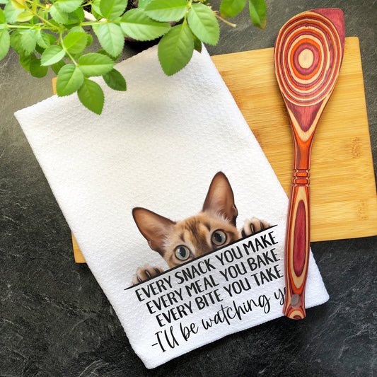 Oriental Cat Every Snack You Make Funny Kitchen Towel, Cat Lover Gift Men, Kitchen Cat Decor Dish Towel, Gift for Best Cat Mom Mama, Cat Dad