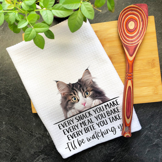 Norwegian Forest Cat Every Snack You Make Funny Kitchen Towel, Cat Lover Gift Men, Kitchen Cat Decor Dish Towel, Gift for Best Cat Mom Dad
