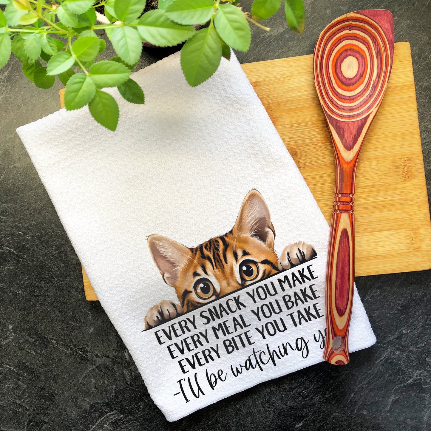 Bengal Cat Every Snack You Make Funny Kitchen Towel, Cat Lover Gift Men, Kitchen Cat Decor Dish Towel, Gift for Best Cat Mom, Kitty Cat Dad