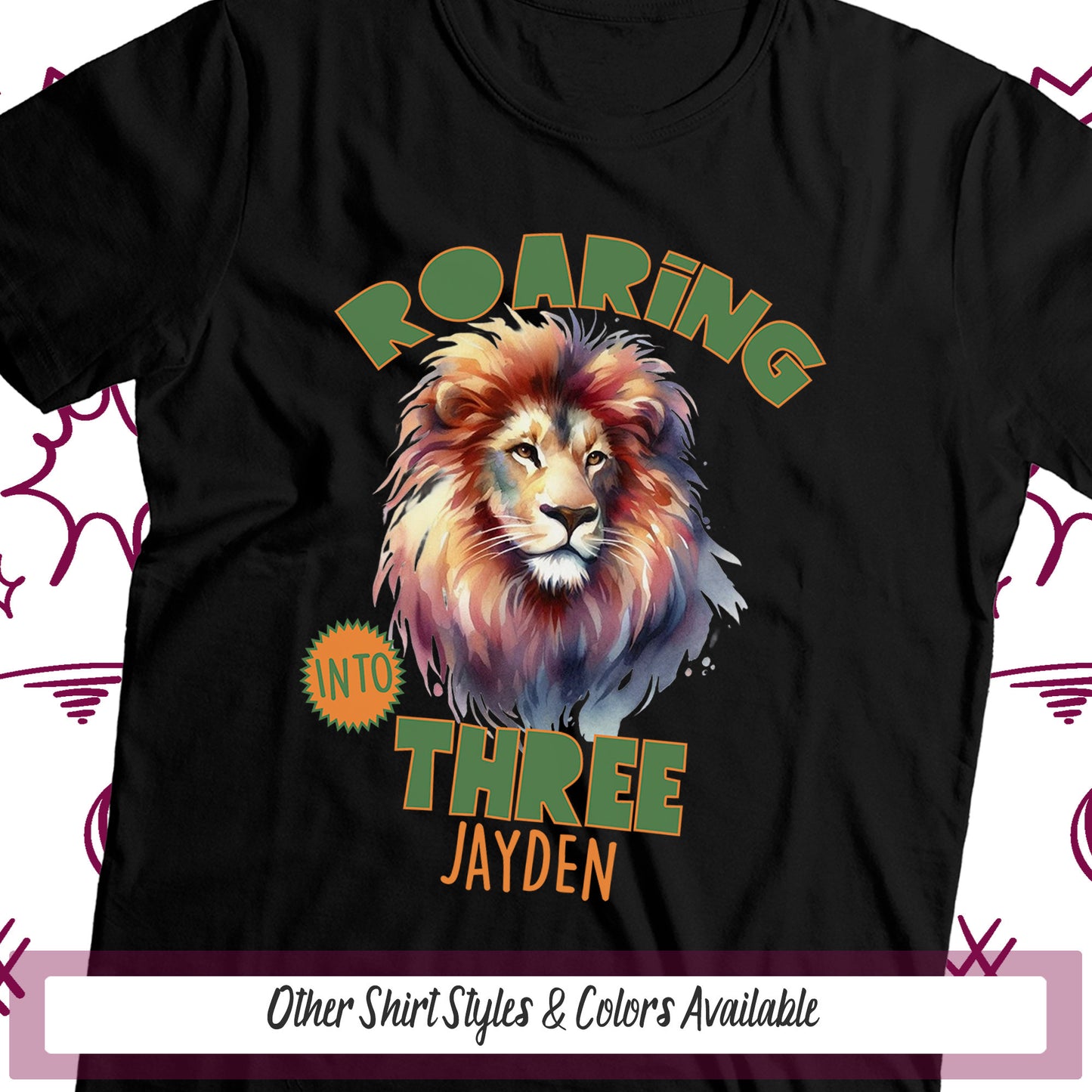 a black t - shirt with a lion on it
