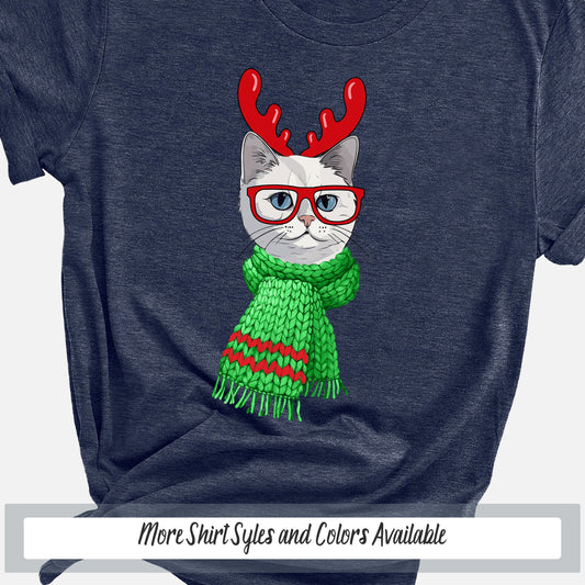 a t - shirt with a cat wearing glasses and a scarf