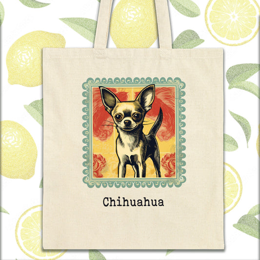 Chihuahua Dog Eco Friendly Bag, Dog Lover Canvas Tote Bag, Reusable Grocery Bag, Teacher Tote Garden Shoulder Bag, Fun Dog Mom Book Tote Bag