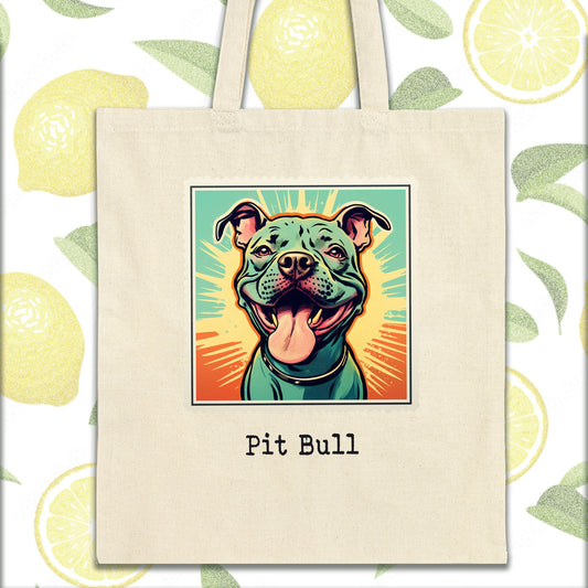 a bag with a picture of a pit bull on it