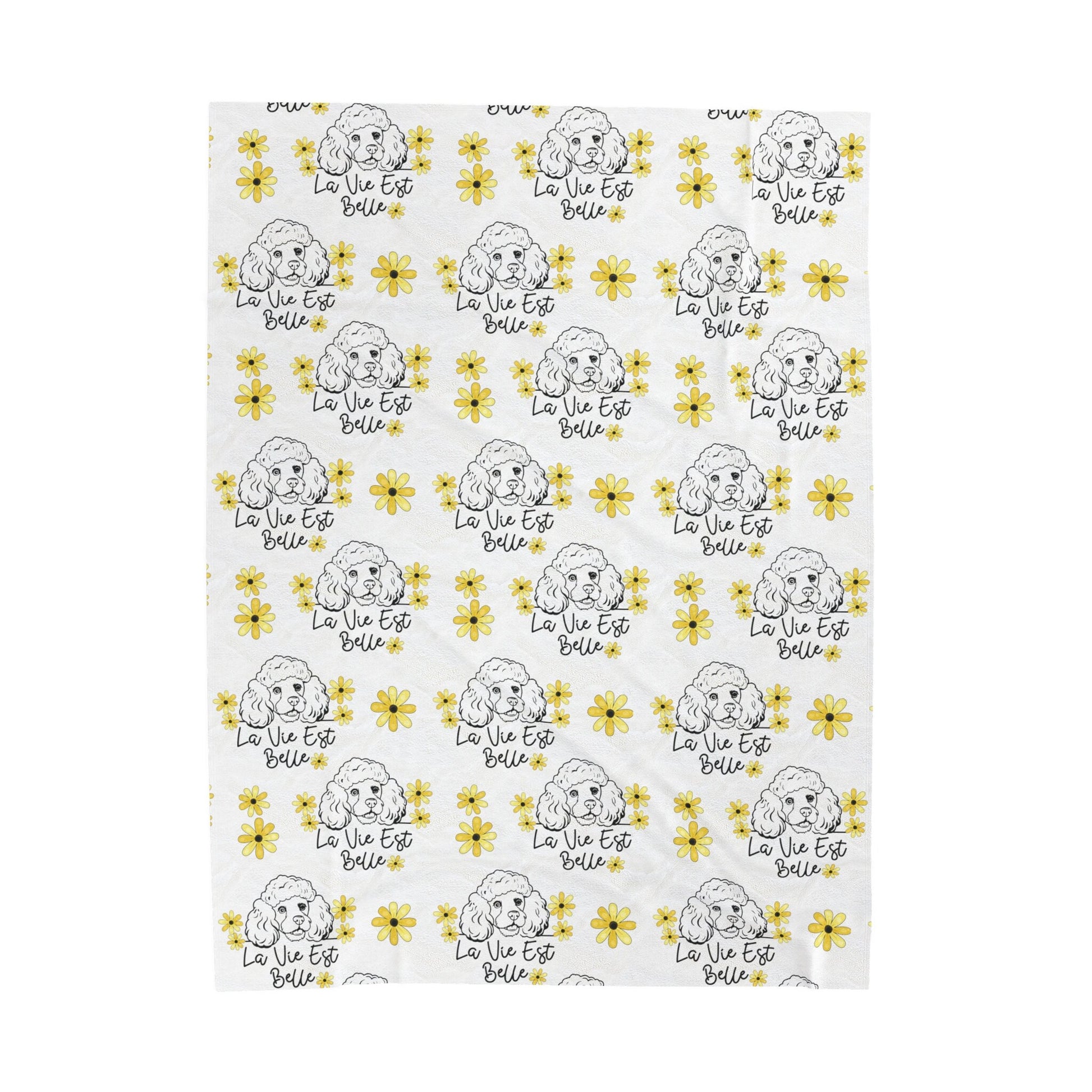 a white towel with yellow flowers on it