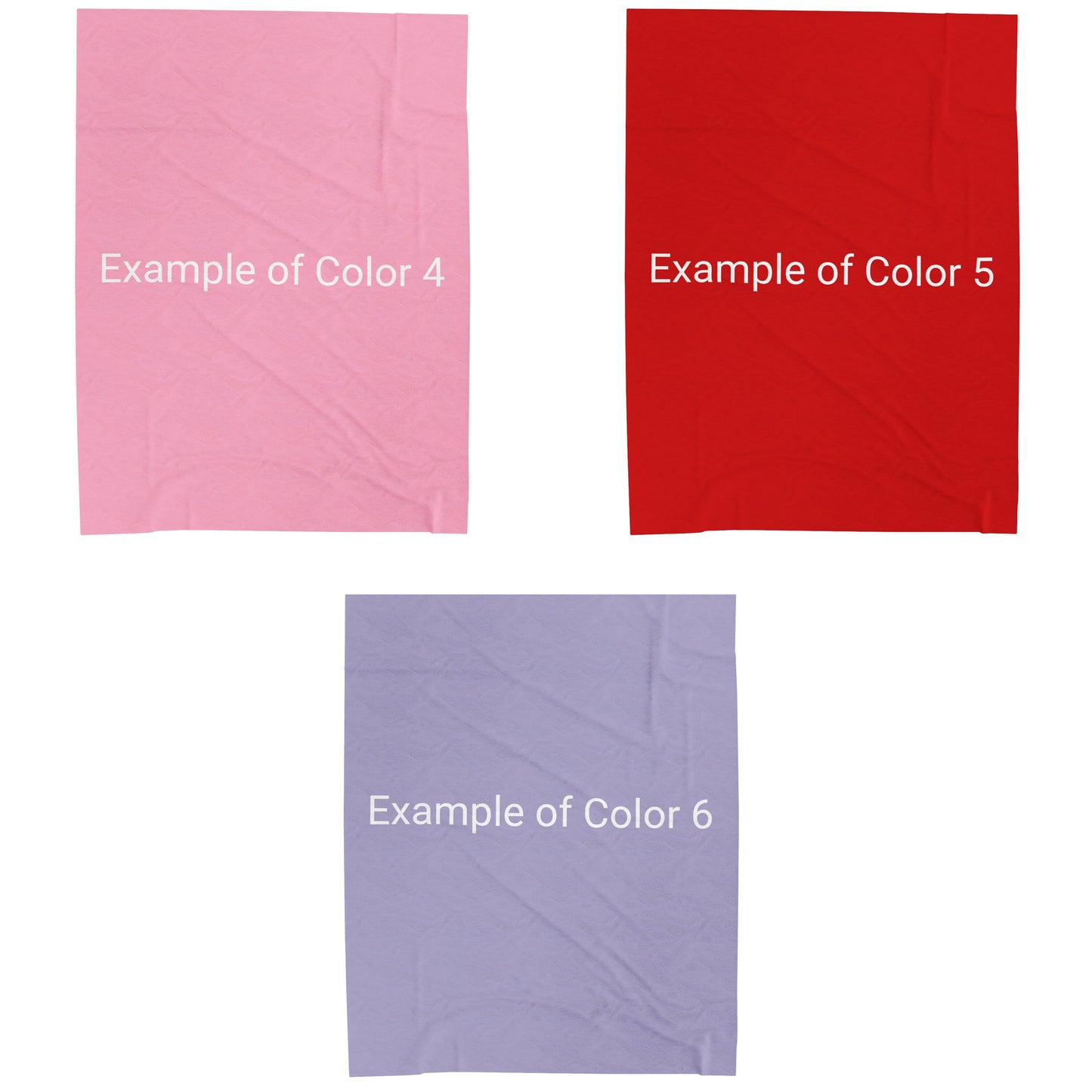 four different colors of paper on a white background