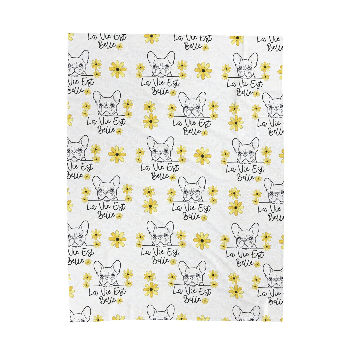 a white towel with yellow flowers on it