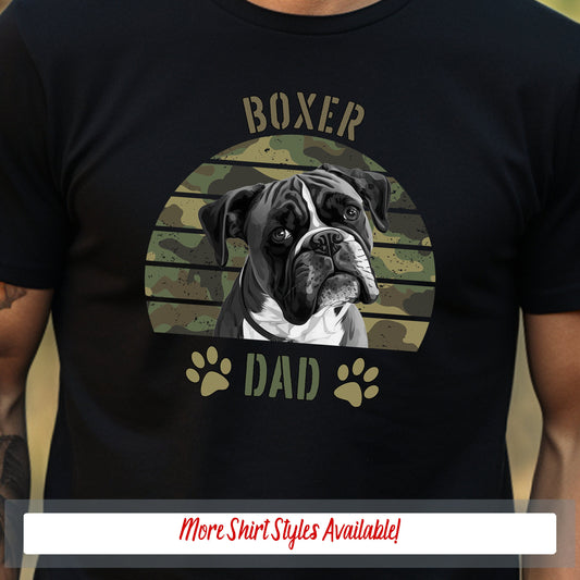 a man wearing a boxer dog t - shirt
