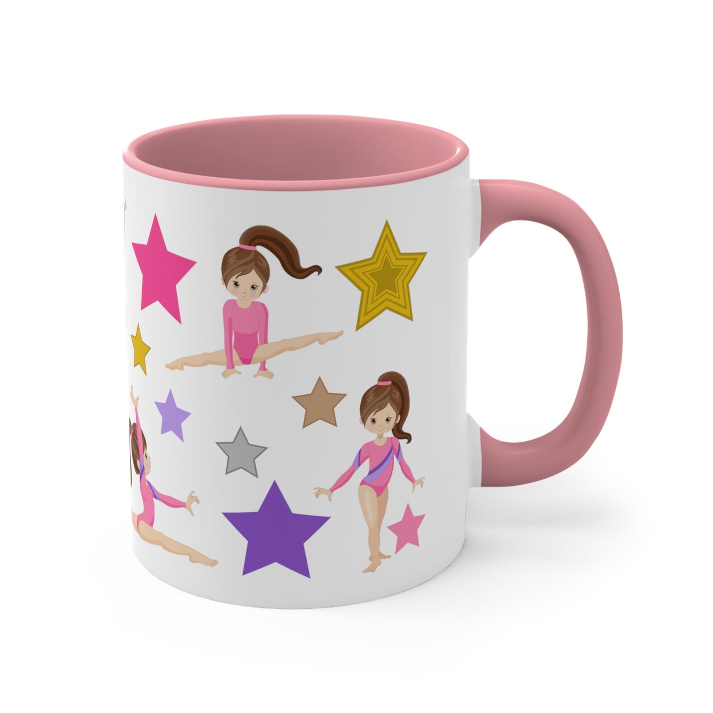 Gymnastics Ceramic Coffee Mug, Cute Gymnasts & Stars Mug for Kids, Coffee Cup Gift Mug, Hot Cocoa Mug, Tea Mug Gift, Tumble Gym Coach Gift