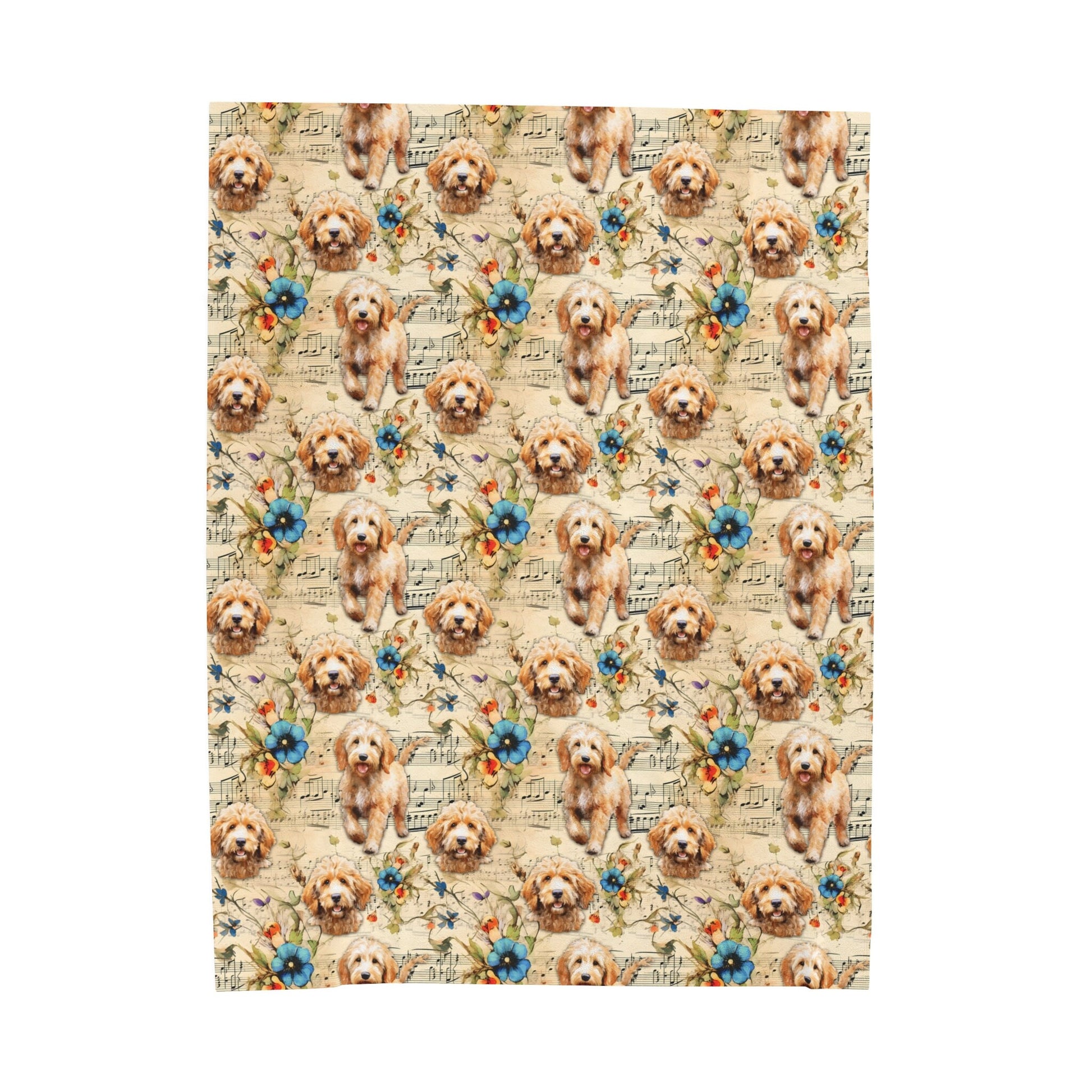 a picture of a dog with flowers on it