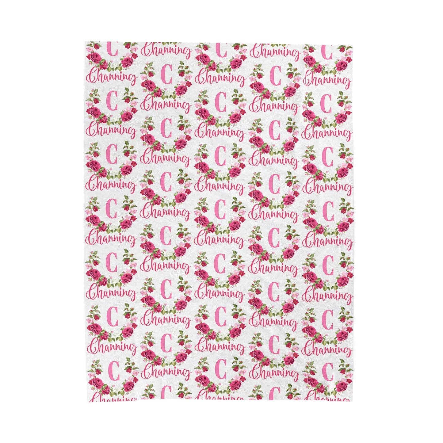 a pink rose monogrammed paper with the letter c on it